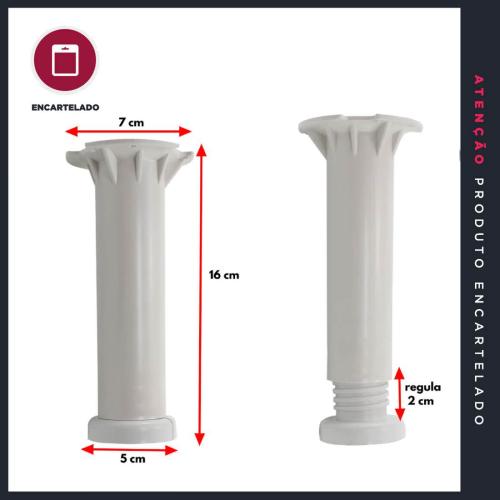 PÉ ITATIAIA REGULÁVEL 160MM BRANCO PLÁSTICO KIT COM 1 REF: 5155PIRB