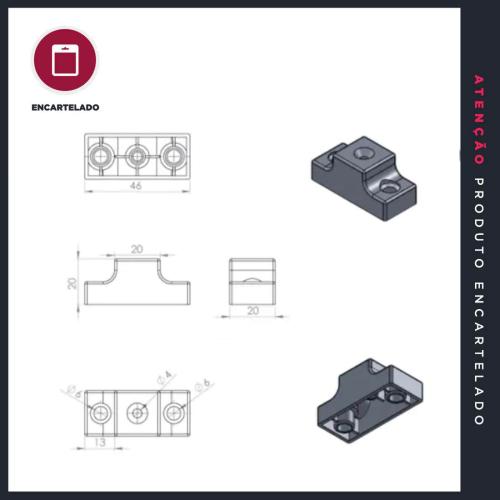 DISTANCIADOR CORREDIÇA QUADRADO 20MM ALUF PLÁSTICO KIT COM 2 REF: 5188PF