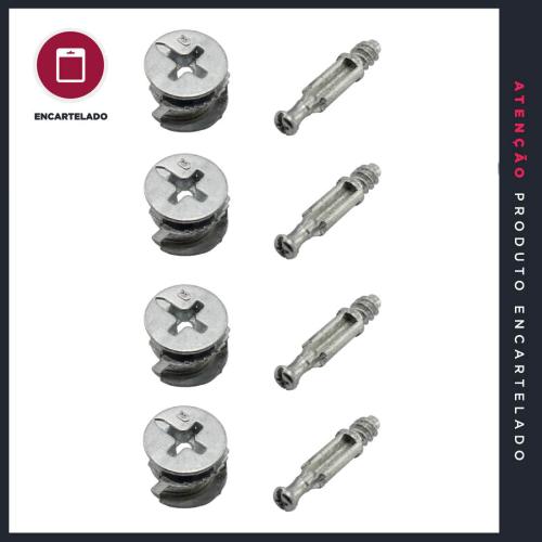 CASTANHA GIROFIX 12MM ZAMAC COM PINO GIROFIX KIT COM 4 REF: 4134