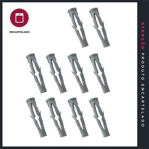 BUCHA PARA TIJOLO BAIANO 10MM FR CINZA PLASTICA KIT COM 10 REF: 52300110
