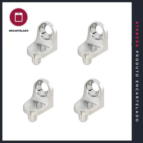 CANTONEIRA SUPORTE PRATELEIRA 1 FURO E PINO NIQUELADO METAL KIT COM 4 REF: 5191P