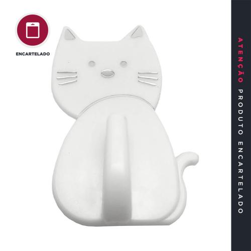CABIDE ADESIVO GATINHO BRANCO PLÁSTICO KIT COM 1 REF: CGAT
