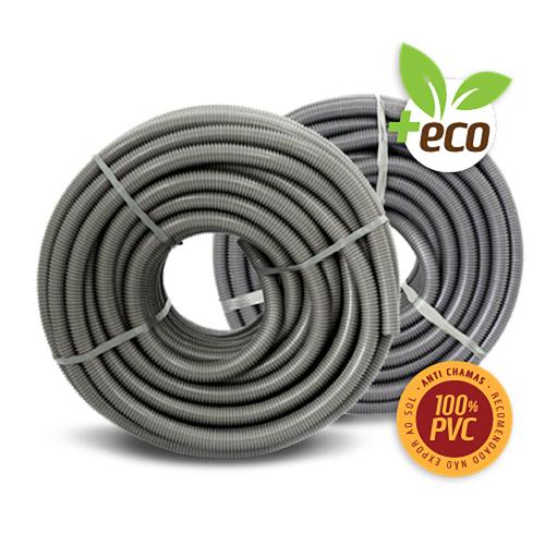 TUBO CORRUGADO  PVC  ECOLOGICO 1 X 25M CINZA ANTI-CHAMA TUBOS BRAVO REF: C125CZ