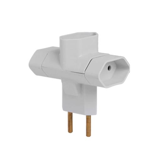 PINO 3 SAÍDAS TIPO T 2P 10A 250V CINZA - PACOTE 10 PEÇAS REF: 1213PCT