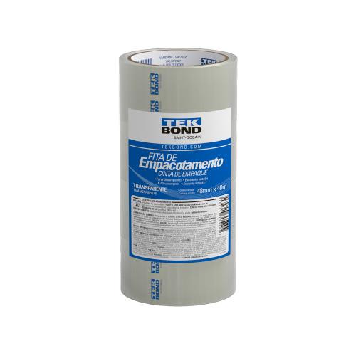 FITA EMPACOTAMENTO 48MMX40M TRANSPARENTE COM 4 UNIDADES TEKBOND REF: 66254430968