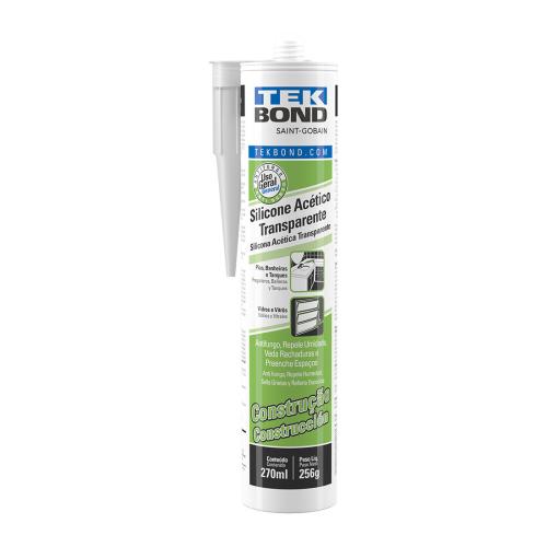ADESIVO DE SILICONE ACÉTICO CONSTRUÇÃO 256G/270ML TRANSPARENTE TEKBOND REF: 69957326982