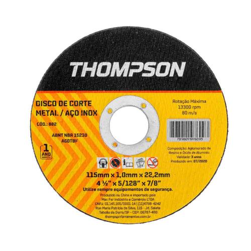 DISCO DE CORTE 4 1/2 INOX THOMPSON REF: 882