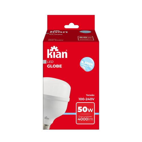 LÂMPADA LED GLOBE BULBO E-27 50W 6500K BIVOLT KIAN REF: LLG50WK